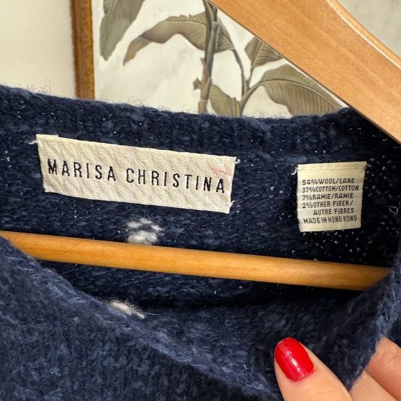 Vintage womens Christmas Sweater - Santa and Lamb - Beaded - Small/medium - Picture 3 of 5